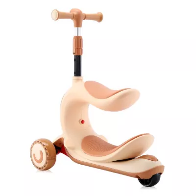Trotineta pentru copii, Trio, 3 Ani+, roti cu leduri, Beige