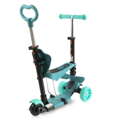 Trotineta reglabila pentru coopii, Draxter, sezut cu spatar, maner parental, 3 ani+, Mint Green