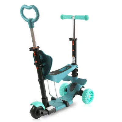 Trotineta reglabila pentru coopii, Draxter, sezut cu spatar, maner parental, 3 ani+, Mint Green