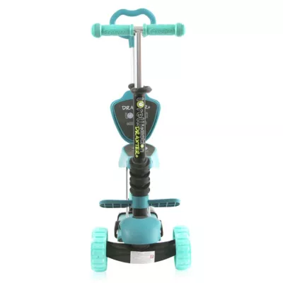 Trotineta reglabila pentru coopii, Draxter, sezut cu spatar, maner parental, 3 ani+, Mint Green