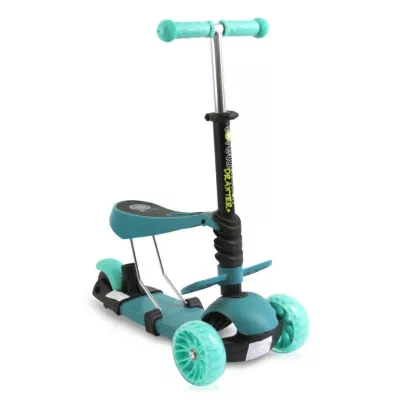 Trotineta reglabila pentru coopii, Draxter, sezut cu spatar, maner parental, 3 ani+, Mint Green