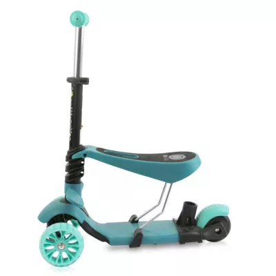 Trotineta reglabila pentru coopii, Draxter, sezut cu spatar, maner parental, 3 ani+, Mint Green