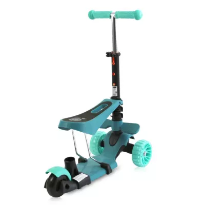 Trotineta reglabila pentru coopii, Draxter, sezut cu spatar, maner parental, 3 ani+, Mint Green