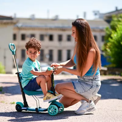 Trotineta reglabila pentru coopii, Draxter, sezut cu spatar, maner parental, 3 ani+, Red Flame