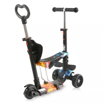 Trotineta reglabila pentru coopii, Draxter, sezut cu spatar, maner parental, 3 ani+, Red Flame
