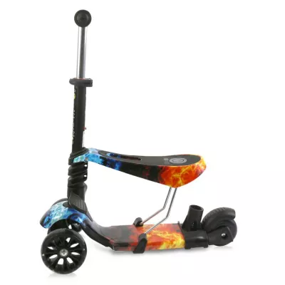 Trotineta reglabila pentru coopii, Draxter, sezut cu spatar, maner parental, 3 ani+, Red Flame
