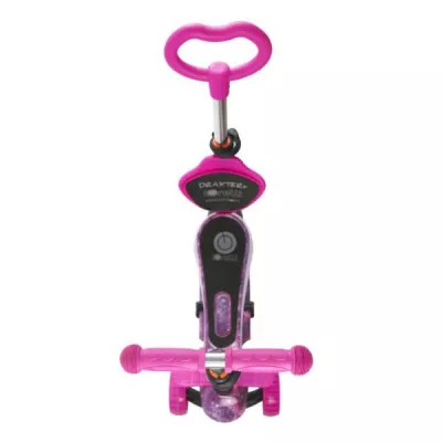 Trotineta reglabila pentru copii, Draxter, sezut cu spatar, maner parental, 3 ani+, Pink Galaxy