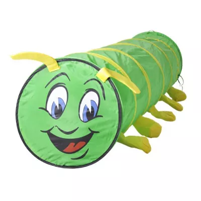 Tunel de joaca pentru copii, Knorr Toys, din tesatura de cort hidrofuga, 180 cm lungime, 0 Luni+, Omida taratoare Hugo Green
