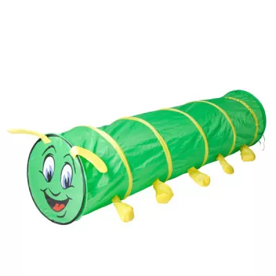 Tunel de joaca pentru copii, Knorr Toys, din tesatura de cort hidrofuga, 180 cm lungime, 0 Luni+, Omida taratoare Hugo Green