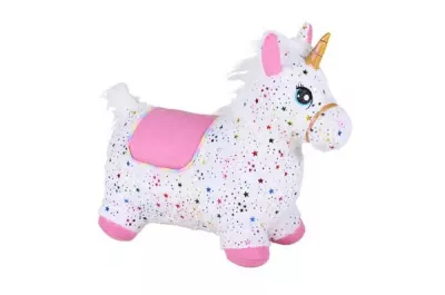 Gonflabile si bazine - Unicorn gonflabil din plus pentru sarit, Knorr Toys, include pompa de aer, husa moale detasabila din material textil, 63x26x52 cm, pana la 50 kg, 12 Luni+, Pink, bebelorelli.ro