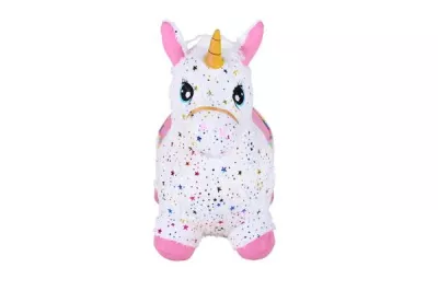 Unicorn gonflabil din plus pentru sarit, Knorr Toys, include pompa de aer, husa moale detasabila din material textil, 63x26x52 cm, pana la 50 kg, 12 Luni+, Pink
