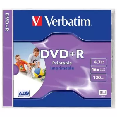 CD, DVD, Blu-Ray - DVD+R, printabil, cu carcasa, 16X, 4.7 GB, VERBATIM, depozituldns.ro