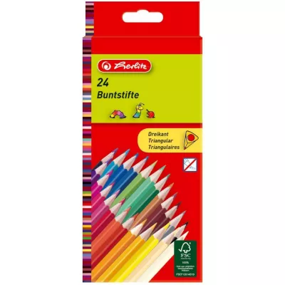 Creioane colorate si carioci - Creioane colorate 24 culori/set HERLITZ, depozituldns.ro