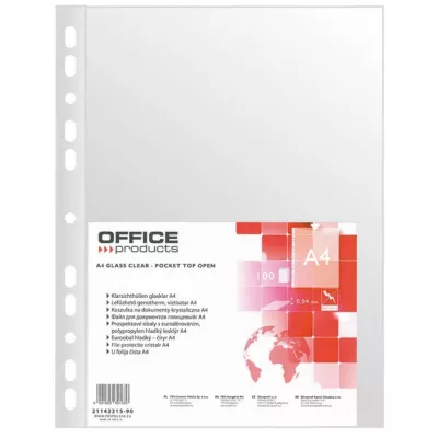File protectie documente - Folii protectie documente, plastic, cristal, A4, 40 microni, 100 buc/set, OFFICE PRODUCTS, depozituldns.ro