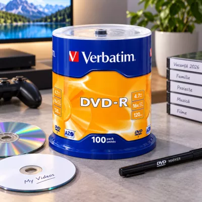 DVD-R Printabil Verbatim 4.7 GB 16X 100 Buc | DepozitulDNS