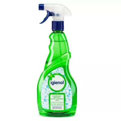 Detergeti parchet, pardoseala, gresie, faianta si obiecte sanitare - Detergent lichid dezinfectant, cu pulverizator, mar verde, 750 ml, IGIENOL, depozituldns.ro