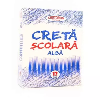 Creta scolara - Creta alba rotunda, 12buc/cut, depozituldns.ro