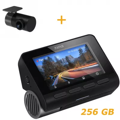 70mai Dash Cam A800S-1 cu 256GB, Set 2 camere auto fata + spate RC06, Rezolutie 4K, Ecran 3.0" IPS, GPS, Wi-Fi