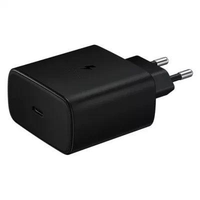 SAMSUNG Super Fast Charging 2.0, Max. 45W, Incarcator de priza + Cablu USB Type-C, 5A, compatibil cu orice telefon sau tableta, Negru