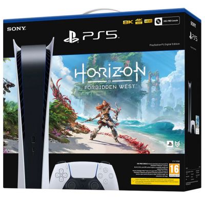 SONY Playstation 5 Digital + Joc PS5 Horizon Forbidden West, Consola de jocuri PS5