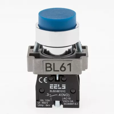 Buton albastru in relief cu revenire ELS2-BL61 1xNO, 3A/240V AC