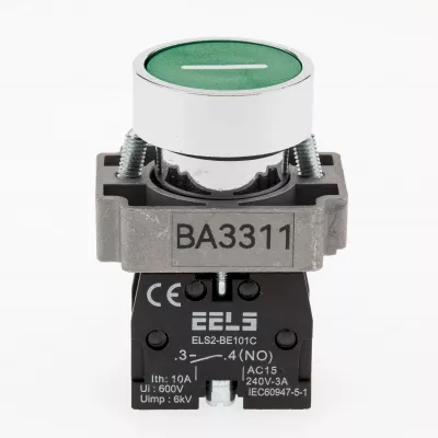 Buton verde cu revenire inscriptionat (I) ELS2-BA3311 1xNO, 3A/240V AC