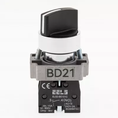 Selector 2 pozitii cu retinere maner normal  ELS2-BD21 1xNO, 3A/240V AC