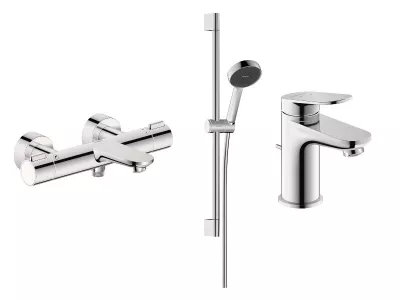 Pachet 3in1 cada Duravit Wave, aparent, termostat, bateri…