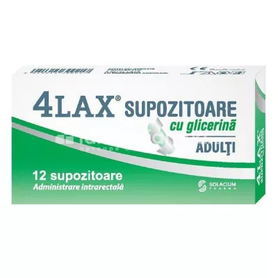 4Lax supozitoare adulti, indicat in constipatie, 12 bucati, Solacium
