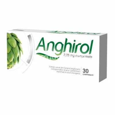 Anghirol, contine anghinare, stimuleaza secretia si evacuarea bilei, de la 7 ani, 30 de comprimate, Biofarm