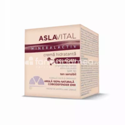 Aslavital Mineralactiv Crema Antirid cu Colagen SPF10, 50ml