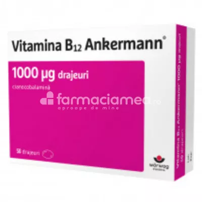 Vitamina B12 Ankermann 1000 mcg, 50 drajeuri, Worwag Pharma