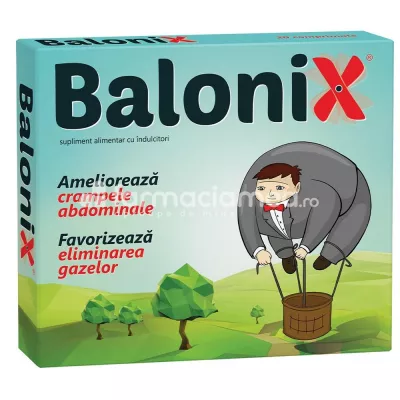 Balonix amelioreaza balonarea si favorizeaza eliminarea gazelor, 20 de comprimate masticabile, Fiterman Pharma