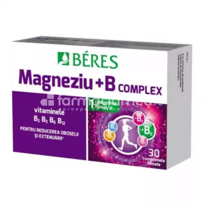 Magneziu + B complex, 30 comprimate filmate, Beres Pharmaceuticals