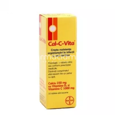 Cal-C-Vita, complex de calciu si vitamina C, 10 comprimate efervescente, Bayer