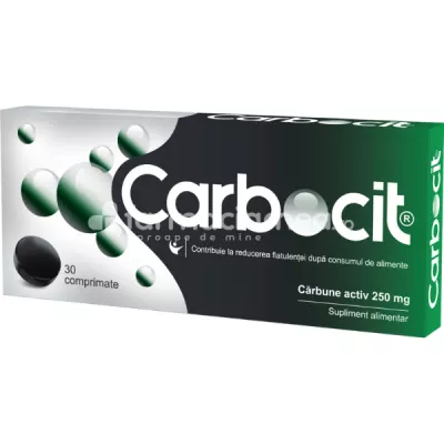 Carbocit, carbune medicinal, supliment impotriva balonarii, a gazelor si a crampelor abdominale, 30 de comprimate, Biofarm