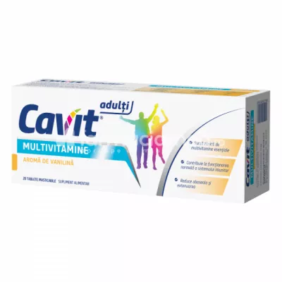 Cavit Adulti Multivitamine vanilina vitamine pentru mentinerea si imbunatatirea sanatatii, 20 tablete masticabile, Biofarm