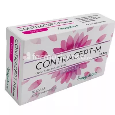Contracept-M 18,9mg, contine clorura de benzalconiu, indicat pentru contraceptie locala, 10 ovule, Magistra