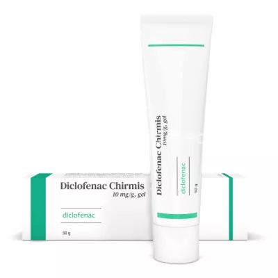 Diclofenac Chirmis 10 mg/g gel, cu efect antiinflamator, indicat in tratamentul simptomatic al durerii, 50g, Tis Farmaceutic