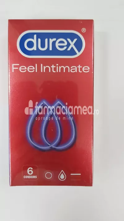 DUREX prezervativ Feel intimate, latex foarte subtire, cu o doza suplimentara de lubrifiant, pentru un confort maxim in timpul actului sexual, 6buc, Reckitt