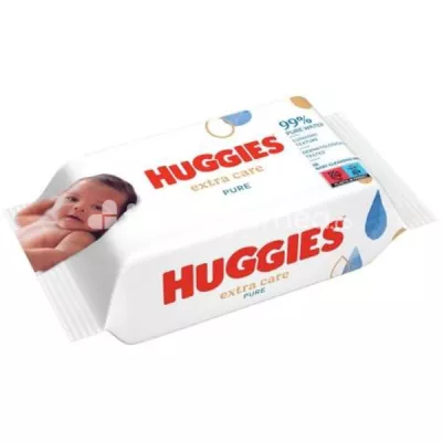 Huggies Extra Care Pure Servetele Umede Copii, 56 bucati