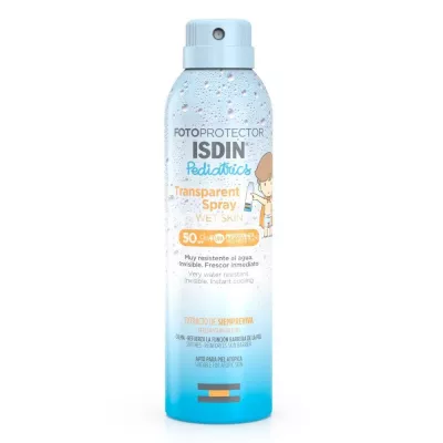 ISDIN Pediatrics Spray transparent Wet Skin pentru copii SPF50, 250ml
