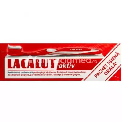Lacalut Pachet Pasta Aktiv 75ml si Periuta Red Edition cadou
