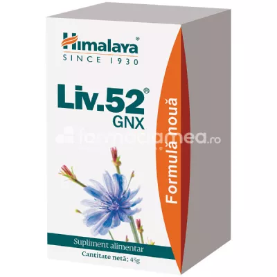 Liv 52 GNX, sustine sanatatea ficatului si favorizeaza eliminarea toxinelor, 60 comprimate, Himalaya