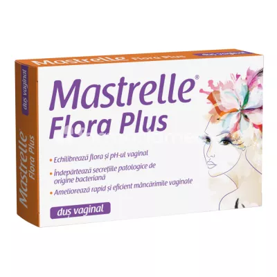 Mastrelle Flora Plus dus vaginal, acid lactic, recomandat in tratarea  vaginitelor, candidozelor, reface flora vaginala, calmeaza pruritul, iritatiile, usturimile, 10 plicuri, Fiterman Pharma
