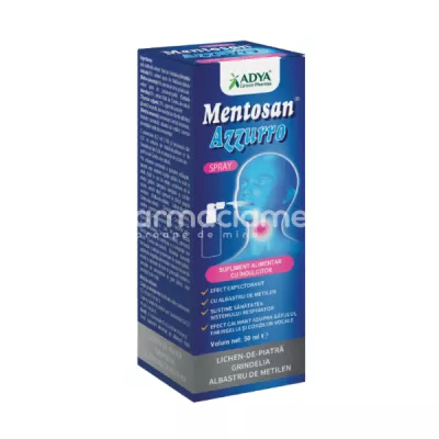 Mentosan Azzuro Spray pentru durere de gat, 50 ml Adya Green Pharma