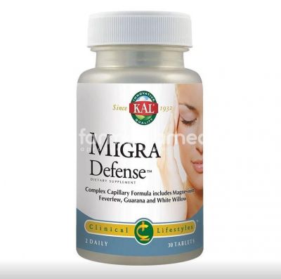 Migra defence, durere de cap, reduce frecventa, intensitatea si durata migrenelor, 30 tablete, Secom