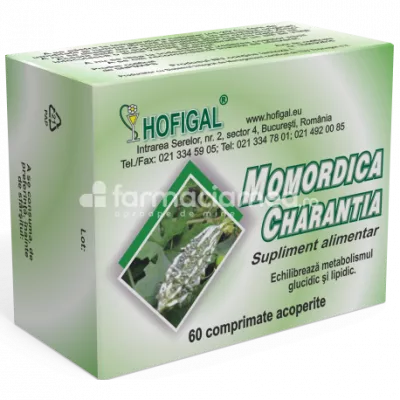 Momordica charantia, regleaza nivelul sanguin al trigliceridelor si colesterolului, de la 7 ani, 60 comprimate, Hofigal