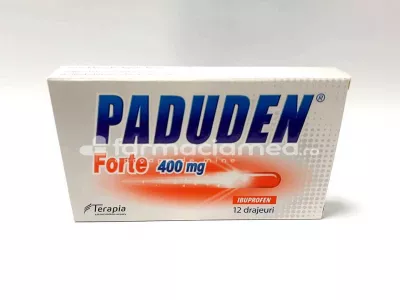 Paduden Forte 400mg, indicat in ameliorarea durerilor de intensitate usoara pana la moderata, 12 drajeuri, Terapia