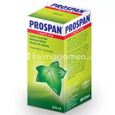 Prospan 7mg/ml sirop, indicat in tratarea tusei productive, de la 1 an, flacon 200 ml, Engelhard Arzneimittel